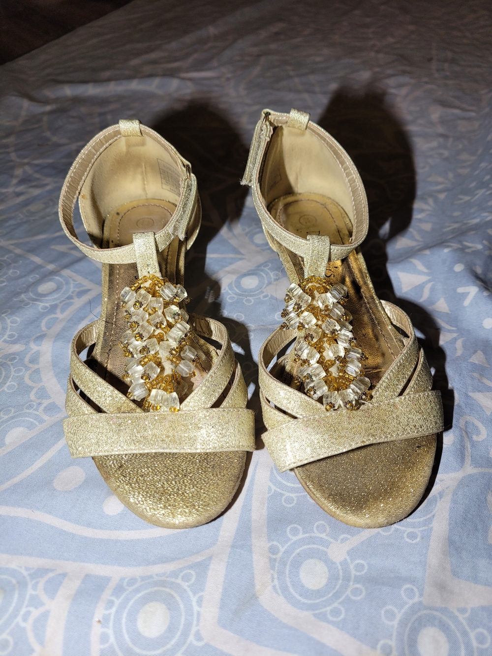 Dream Pairs Gold Beaded Girls Dress Sandals